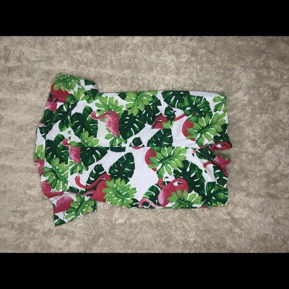 Janie & Jack bright tropical flamingo linen romper Size 18-24 months - Picture 7 of 8